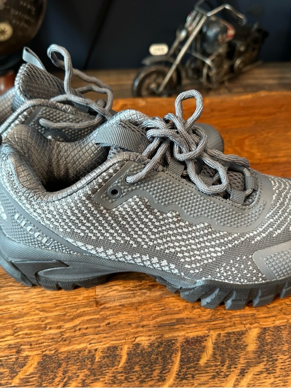 Woman's Knit Athletic Sneakers in Charcoal Gray - Picture 5 of 8